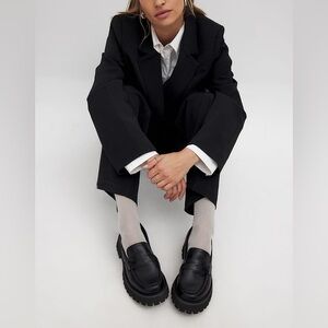 NEW NA-KD Seam Detail Loafers in Black Lug Sole Shoe Women's Size EU 40